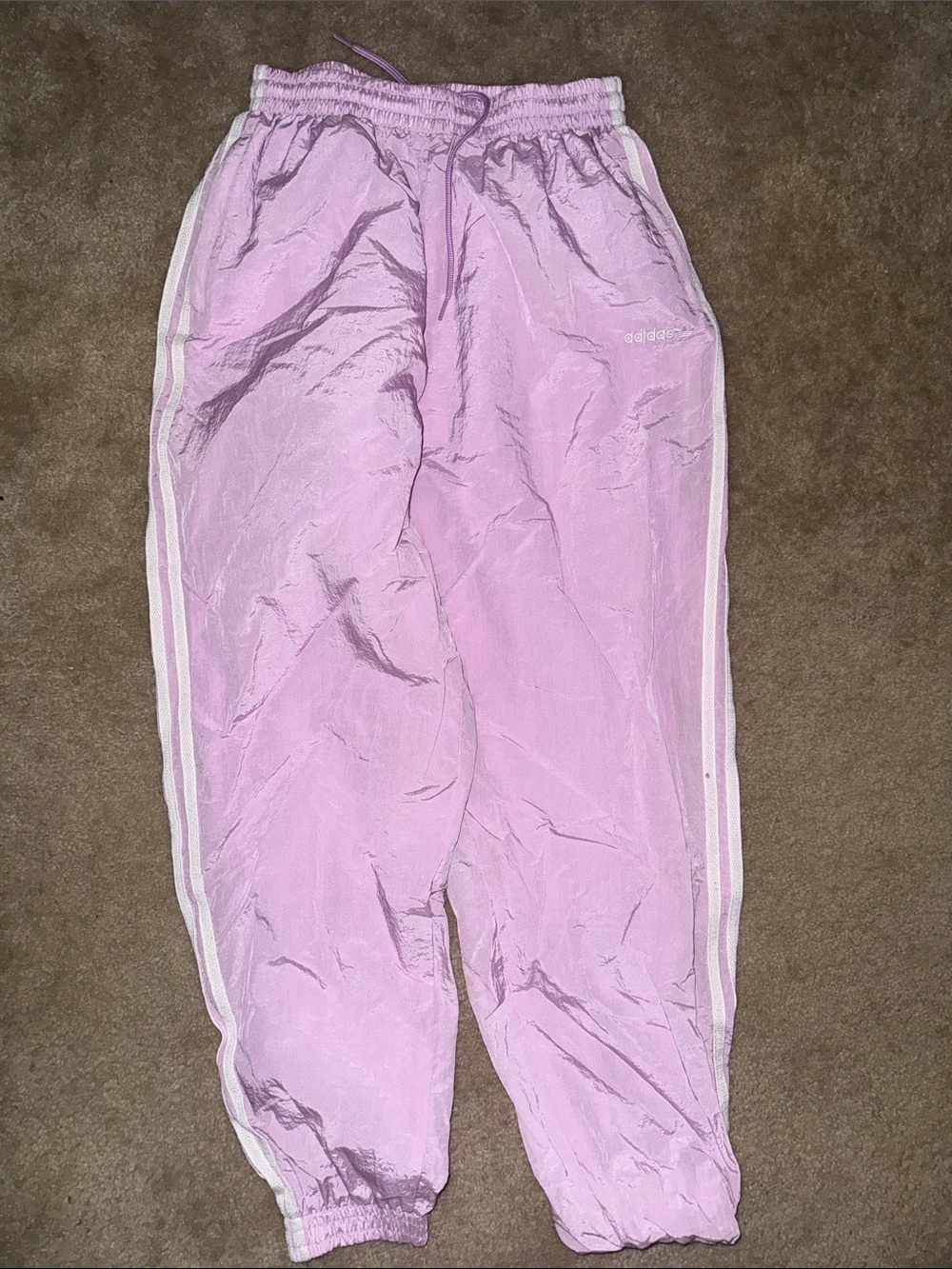 adidas Lilac Joggers with White Stripes
